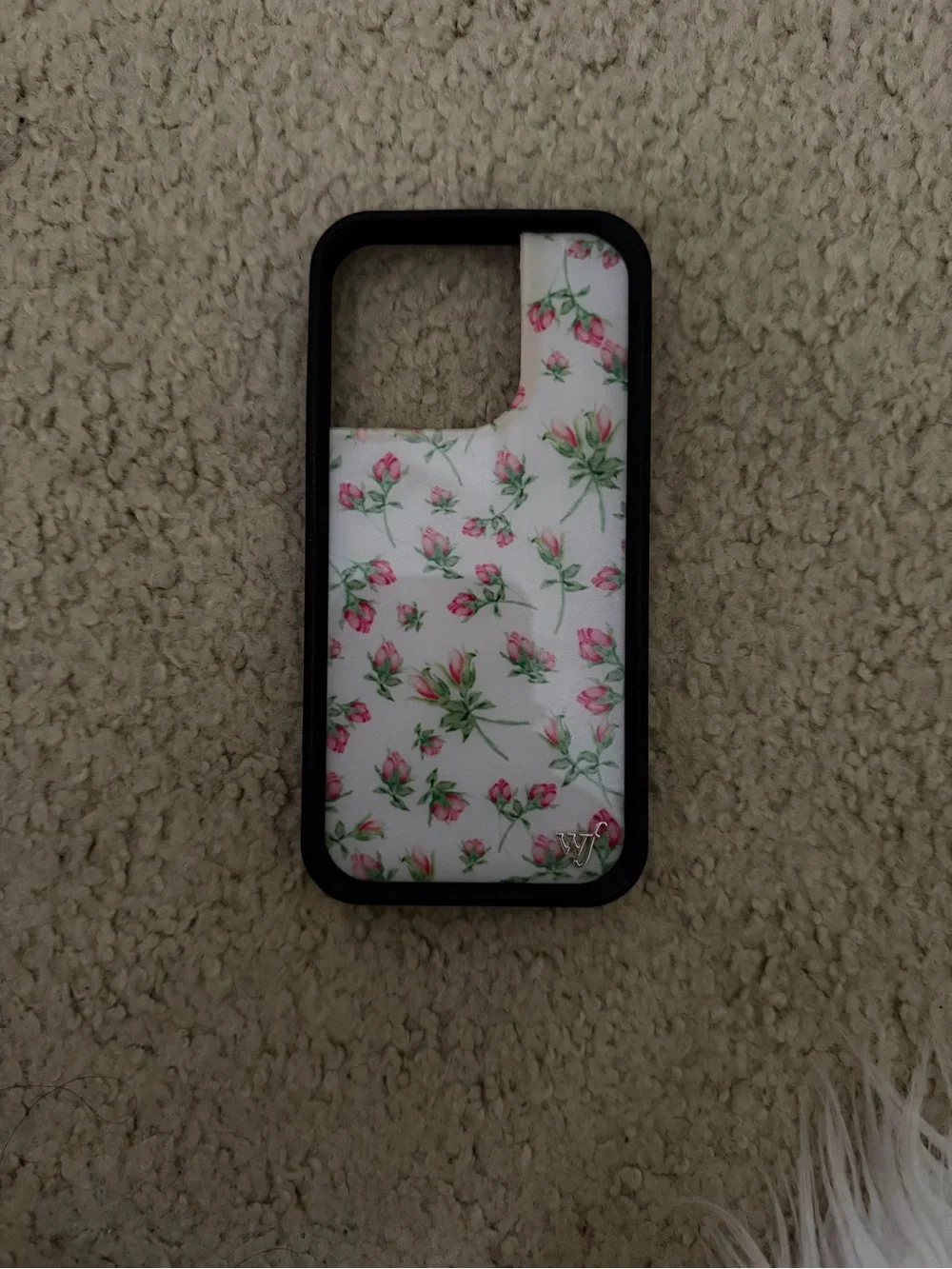 Wildflowers iPhone 15 Pro Case - White with Pink Rosebuds